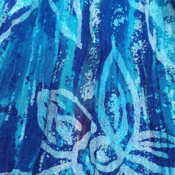 Vtg 90s All That Jazz Womens Medium Floral Rayon Sleeveless Flare Crinkle Dress - Picture 4 of 14